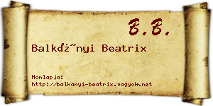 Balkányi Beatrix névjegykártya