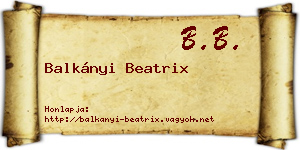 Balkányi Beatrix névjegykártya
